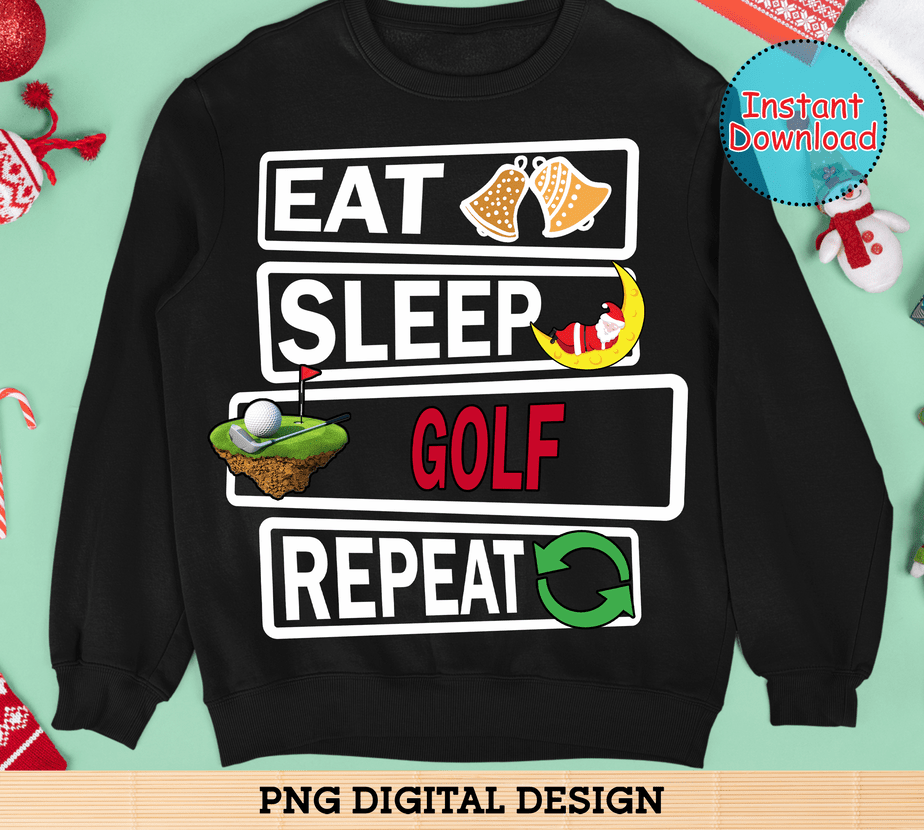 Eat sleep golf repeat merry Christmas - Buy t-shirt designs