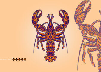 Elegant classic lobster ornament svg