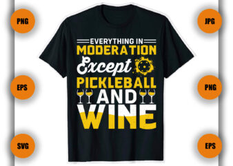 Everything In Moderation Except Pickleball And Wine pickleball T Shirt, Pickleball T Shirt, Game, player,
