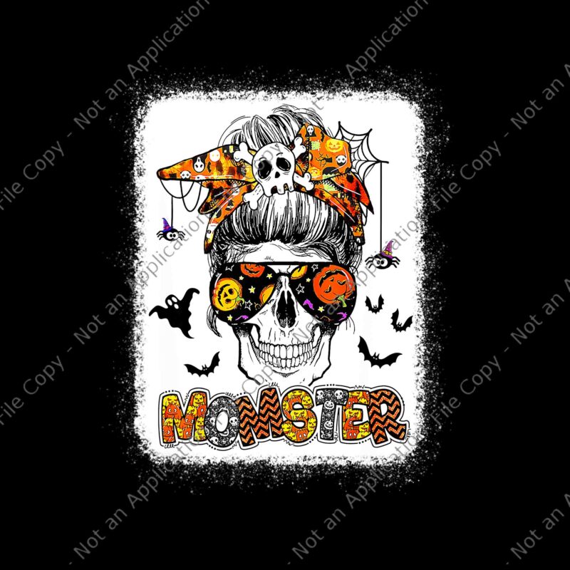 Momster Halloween Png, Skull Mom Messy Hair Bun Monster Png, Mom Messy Hair Halloween Png, Momster Png, Halloween Png