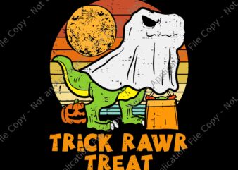 Trick Rawr Treat Ghost Dino Trex Svg, Ghost Dinosaur Halloween Svg, T-rex Hallowene Svg