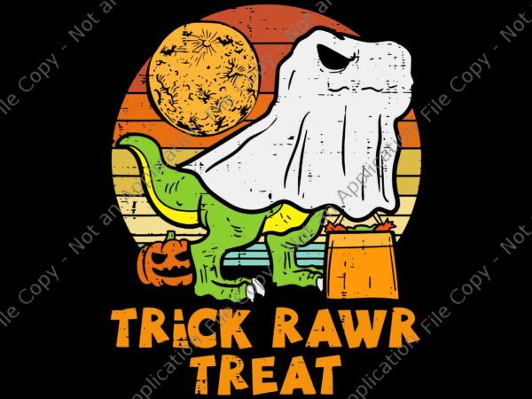 Trick rawr treat ghost dino trex svg, ghost dinosaur halloween svg, t-rex hallowene svg t shirt designs for sale