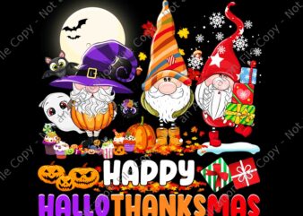 Happy Hallothanksmas Png Gnomes Halloween Thanksgiving Christmas Png, Three Gnomes Hallothanksmas Png, Hallothanksmas Png