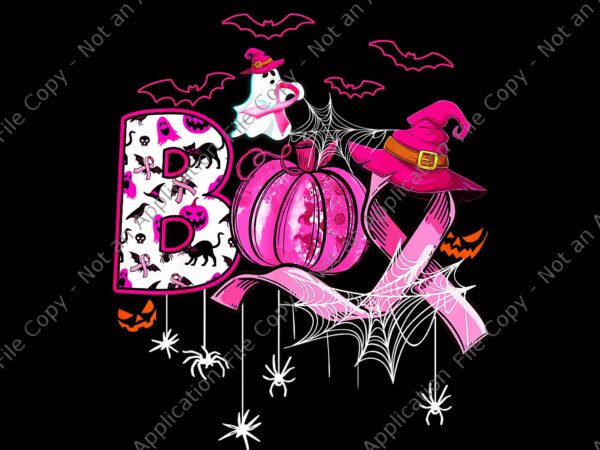 Boo halloween pumpkin pink ribbon witch breast cancer png, boo halloween pumpkin pink png, boo pink breast cancer png t shirt template