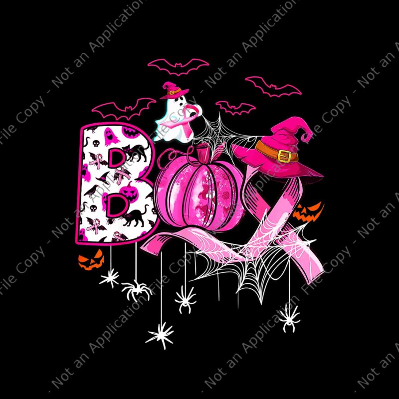 Boo Halloween Pumpkin Pink Ribbon Witch Breast Cancer Png, Boo Halloween Pumpkin Pink Png, Boo Pink Breast Cancer Png