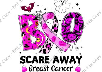 Boo Scare Away Breast Cancer Png, Funny Ghost Halloween Png, Boo Halloween Png t shirt template