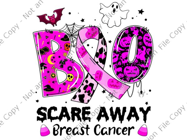 Boo scare away breast cancer png, funny ghost halloween png, boo halloween png t shirt template