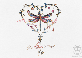 Faith Hope Love Dragonfly Heart PNG