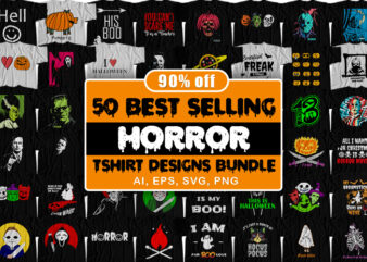 50 Best Selling Halloween T-Shirt Design Bundle For Commercial Use