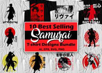 10 Best Selling Samurai T-Shirt Design Bundle For Commercial Use