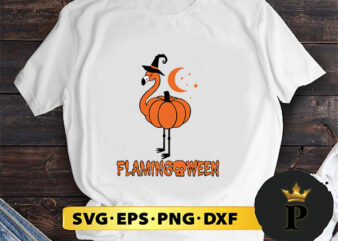 Flamingoween Pumpkin svg, halloween silhouette svg, halloween svg, witch svg, halloween ghost svg, halloween clipart, pumpkin svg files, halloween svg png graphics