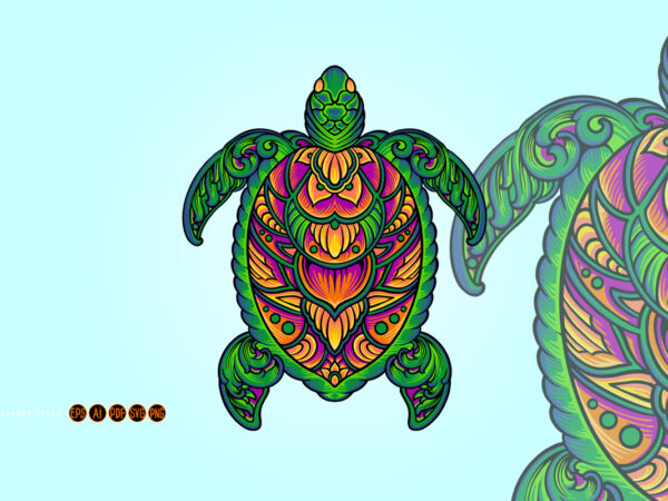 Floral turtle classic ornament svg t shirt graphic design