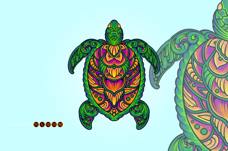 Floral turtle classic ornament svg