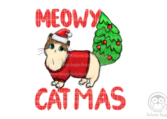 Meowy catmas Sublimation t shirt designs for sale