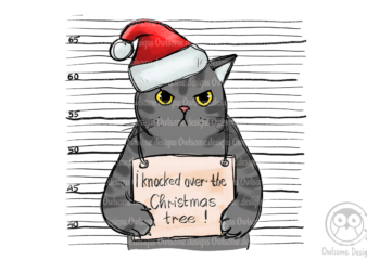 Cat Knocked Over Christmas Tree t shirt vector file