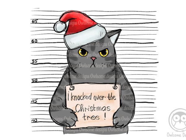Cat knocked over christmas tree t shirt vector file