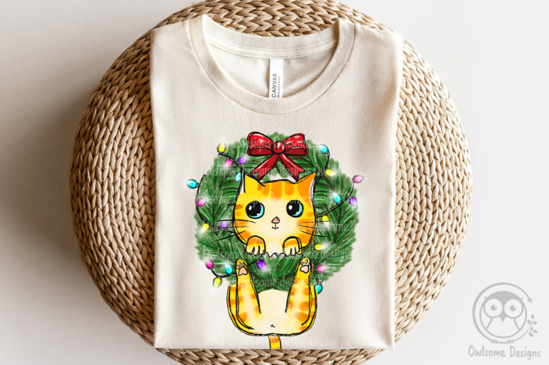 Cute Christmas cat sublimation