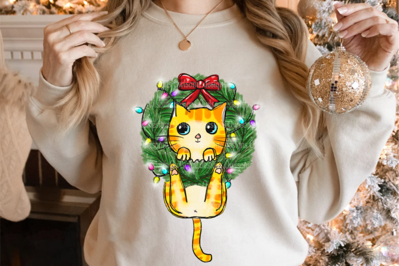 Cute Christmas cat sublimation