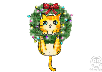 Cute Christmas cat sublimation t shirt vector file