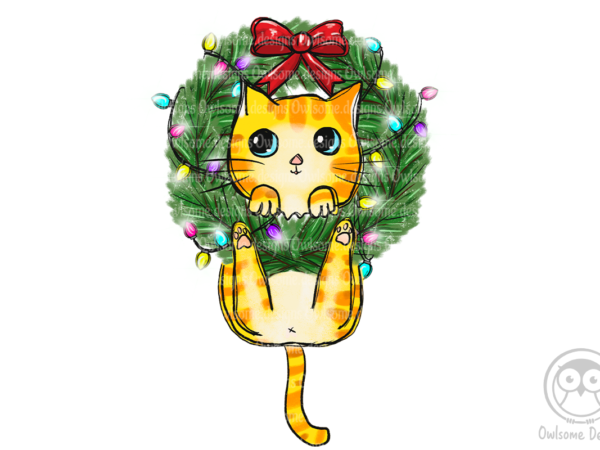 Cute christmas cat sublimation t shirt vector file