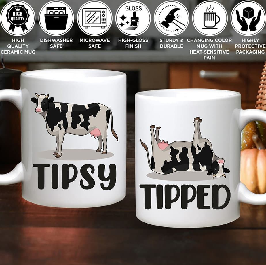 Funny Tipsy Cow Coffee Mug – Moo Cow Farm Funny Mug Cups - Buy t-shirt ...
