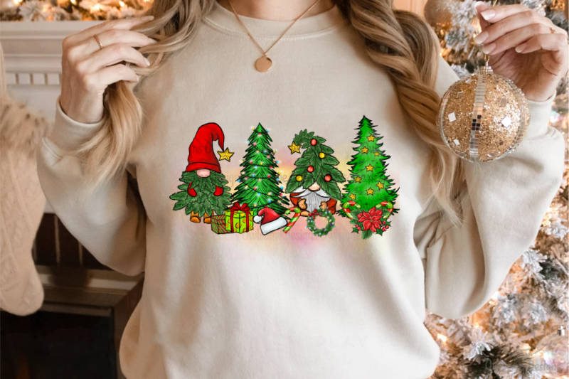 Gnomes Christmas Tree Sublimation Design