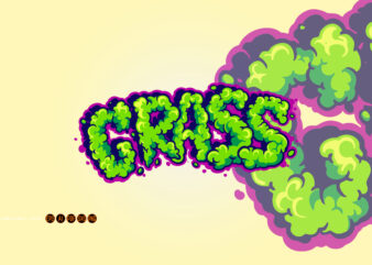 Grass lettering text smoke effect svg t shirt design template