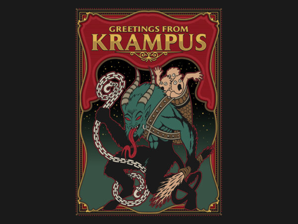 Greetings from krampus t shirt design template