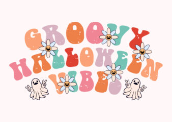 groovy halloween vibes t shirt design