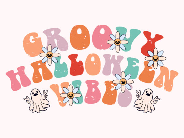 Groovy halloween vibes t shirt design