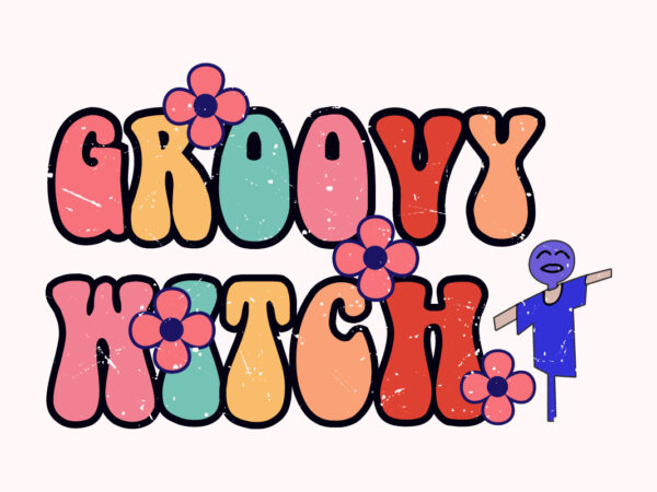 Groovy witch typography t shirt design