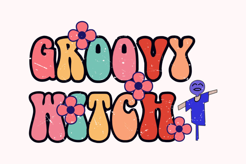 groovy witch typography t shirt design