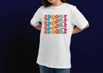 spooky Happy Halloween t-shirt design template easy to print all-purpose for man, women, and children