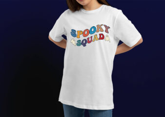 spooky squad Happy Halloween t-shirt design template easy to print all-purpose for man, women, and children