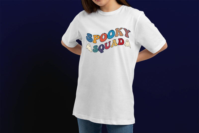 spooky squad Happy Halloween t-shirt design template easy to print all-purpose for man, women, and children