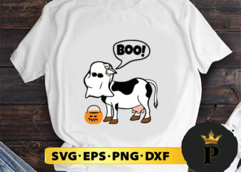 Halloween Cow Ghost Costume Cute Boo svg, halloween silhouette svg, halloween svg, witch svg, halloween ghost svg, halloween clipart, pumpkin svg files, halloween svg png graphics