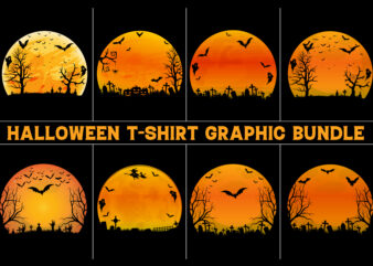 Halloween T-Shirt Design Graphic Background Vector Bundle