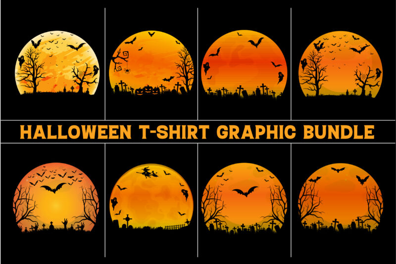Halloween T-Shirt Design Graphic Background Vector Bundle