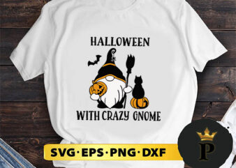 Halloween With Crazy Gnome svg, halloween silhouette svg, halloween svg, witch svg, halloween ghost svg, halloween clipart, pumpkin svg files, halloween svg png graphics