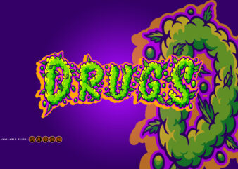 Hand lettering text drugs smoke effect svg