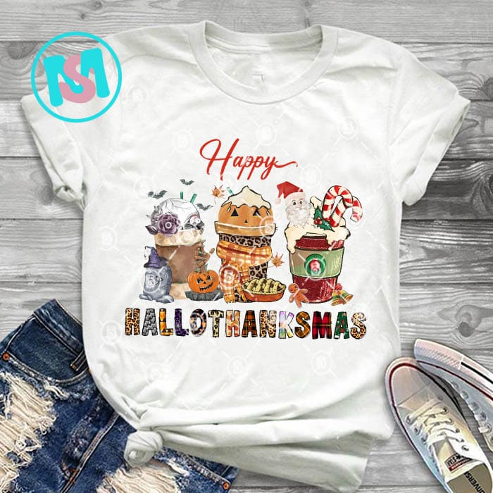 Happy Hallothanksmas Coffee Bundle PNG, Coffee Clipart, Fall PNG, Halloween png, Christmas PNG, Western Png, Instant Download, Sublimation Design