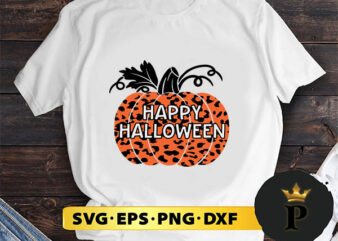 Happy Halloween Leopard Print Pumpkin svg, halloween silhouette svg, halloween svg, witch svg, halloween ghost svg, halloween clipart, pumpkin svg files, halloween svg png graphics