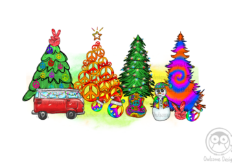 Hippie Peace Christmas Tree PNG Sublimation Design