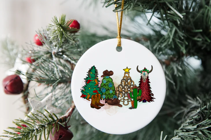 Howdy Western Christmas Tree PNG Sublimation