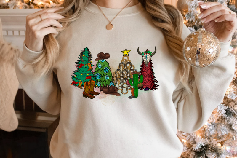 Howdy Western Christmas Tree PNG Sublimation