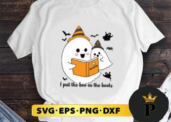 I Put The Boo In The Book svg, halloween silhouette svg, halloween svg, witch svg, halloween ghost svg, halloween clipart, pumpkin svg files, halloween svg png graphics