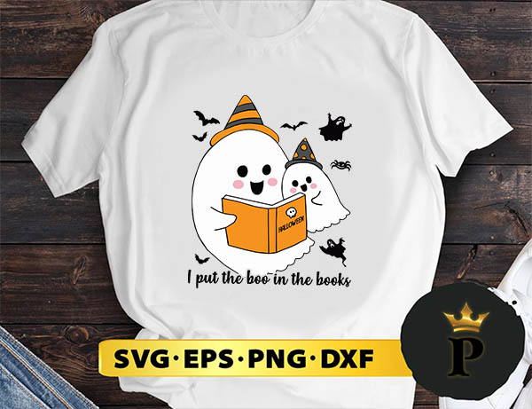 I Put The Boo In The Book svg, halloween silhouette svg, halloween svg, witch svg, halloween ghost svg, halloween clipart, pumpkin svg files, halloween svg png graphics