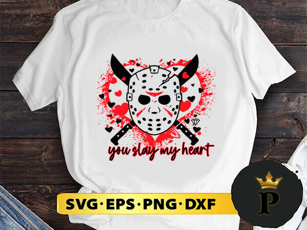 Jason voorhees horror you slay my heart svg, halloween silhouette svg, halloween svg, witch svg, halloween ghost svg, halloween clipart, pumpkin svg files, halloween svg png graphics