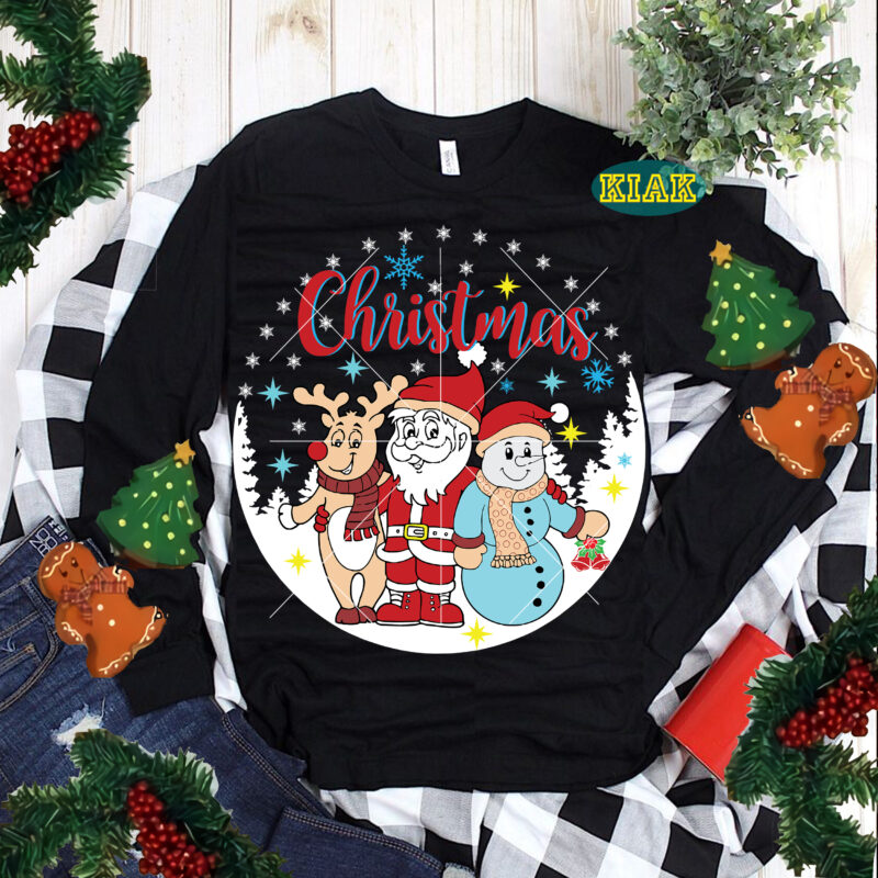 Santa Claus with Snowman and Reindeer in Christmas, Santa Claus Svg, Santa Svg, Snowman Svg, Reindeer in Christmas Svg, Merry Christmas Svg, Christmas Svg, Christmas Tree Svg, Noel, Noel Scene, Christmas Holiday, Merry Holiday, Xmas, Believe Svg