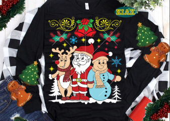 Santa Claus with Snowman and Reindeer in Christmas Svg, Christmas Svg, Christmas Tree Svg, Noel, Noel Scene, Santa Claus, Santa Claus Svg, Santa Svg, Christmas Holiday, Merry Holiday, Xmas, Reindeer t shirt template vector